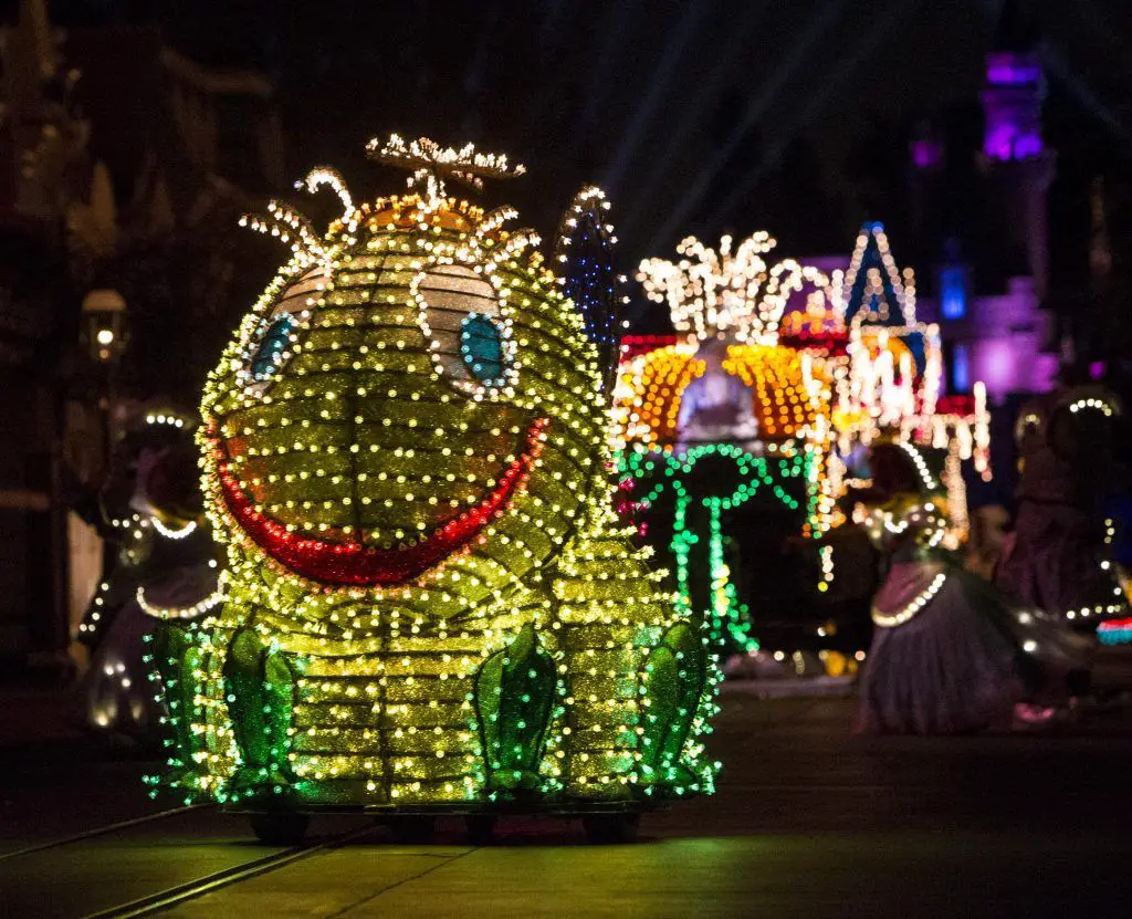 A COLORFUL HOMECOMING Ð Jittering insects light up the parade route in beautiful, bright colors during the Main Street Electrical Parade at Disneyland park. The Main Street Electrical Parade will run for a limited-time, through June 18, 2017, at Disneyland park. (Scott Brinegar/Disneyland)