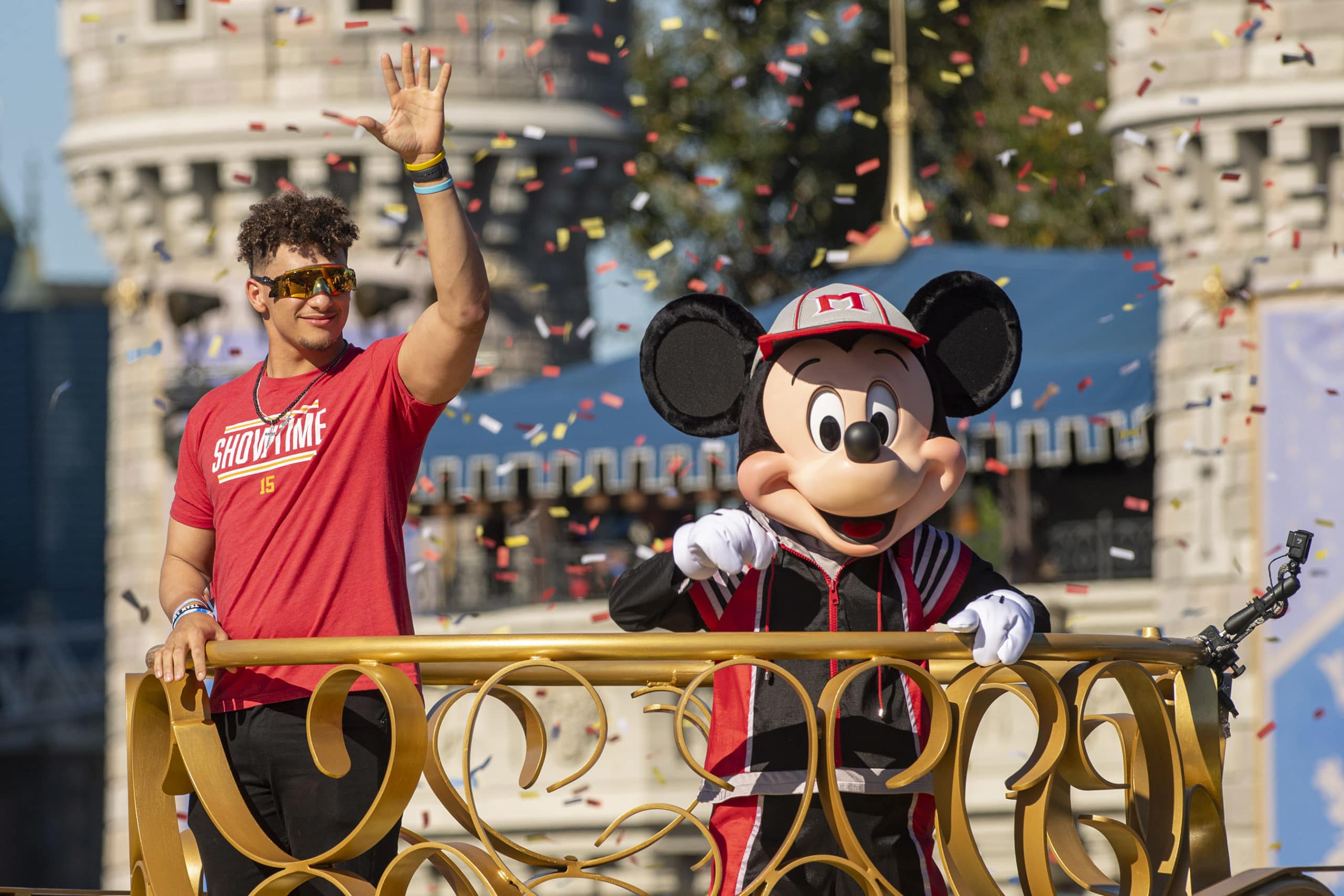 Patrick Mahomes introduces son at Disneyland after Super Bowl victory