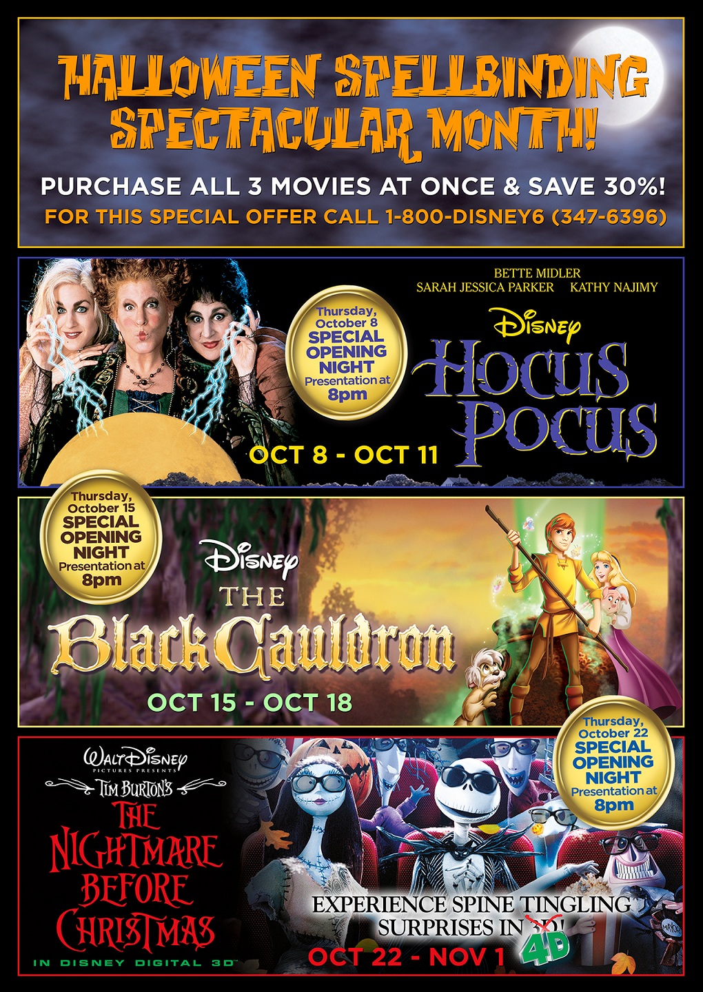 ‘Hocus Pocus,’ ‘The Black Cauldron’ & ‘The Nightmare Before Christmas’ Set to Play in the Month of October at the El Capitan Theatre