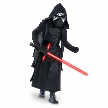 Kylo Ren Costume for Kids - Star Wars: The Force Awakens. .Available at Disney Store.MSRP: $59.95.Available: September 4. .Our Kylo Ren Costume for Kids transforms your Star Wars fan into the mysterious dark warrior from the newest installment of the epic saga. The ankle-length cloak comes with pants, hooded cape, gloves and mask.