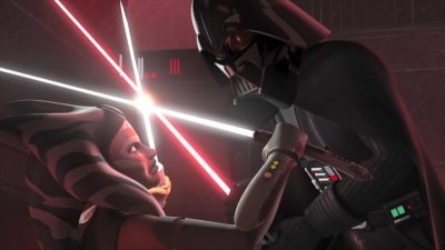 Ahsoka Tano duels Darth Vader in Star Wars Rebels