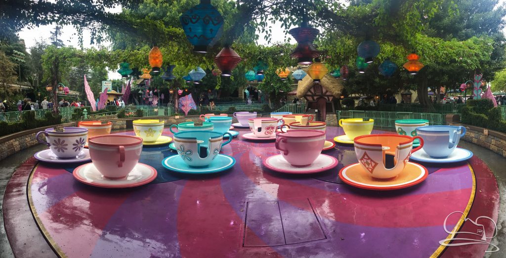 Mad Tea Party on a Rainy Day in Fantasyland at Disneyland