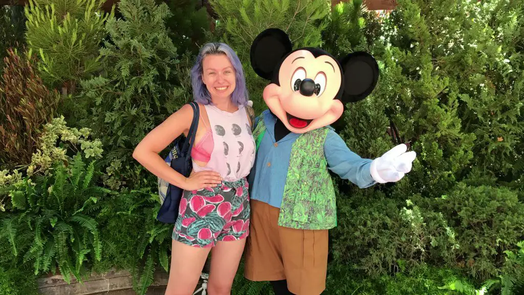 Caitie Bear and Talking Mickey in Disney California Adventure