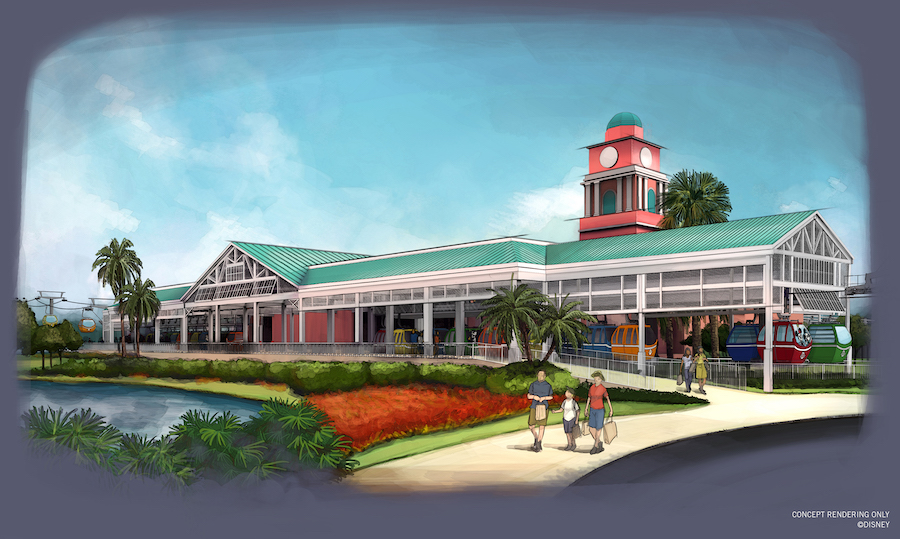 Disney Skyliner Transportation System - Disney's Caribbean Beach Resort Station Rendering