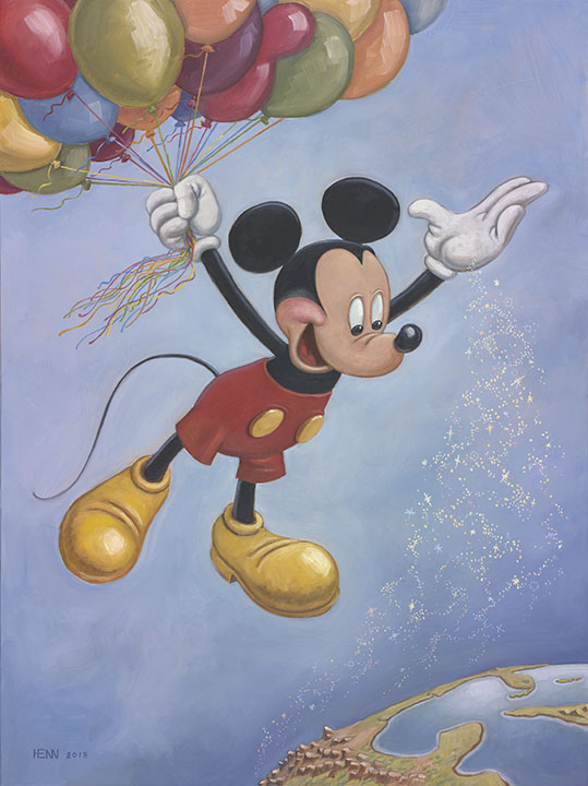 Spreading Happiness Around the World - Mickey Mouse's 90th Birthday Portrait by Mark Henn