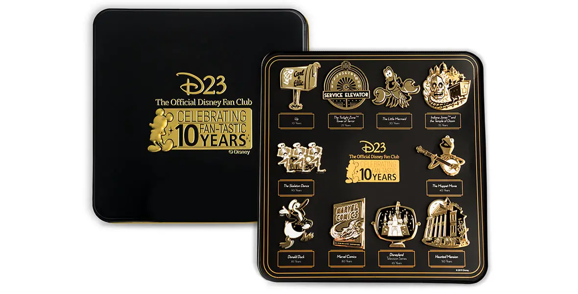 Celebrate the 10th Anniversary of D23 with a Fan-tastic Pin Set Highlighting 90 Years of Disney History