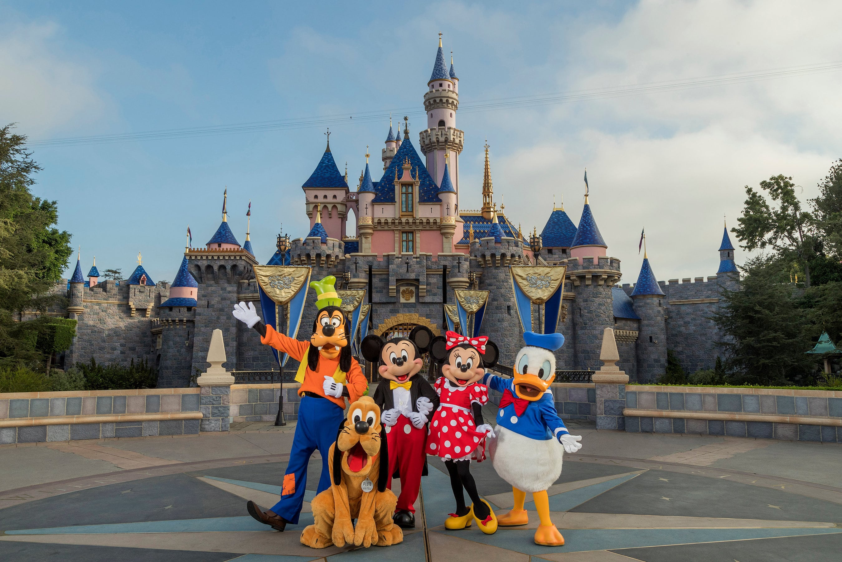 Sleeping Beauty Castle with Mickey and the gang