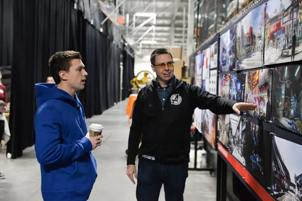 Tom Holland with Imagineer Brent Strong