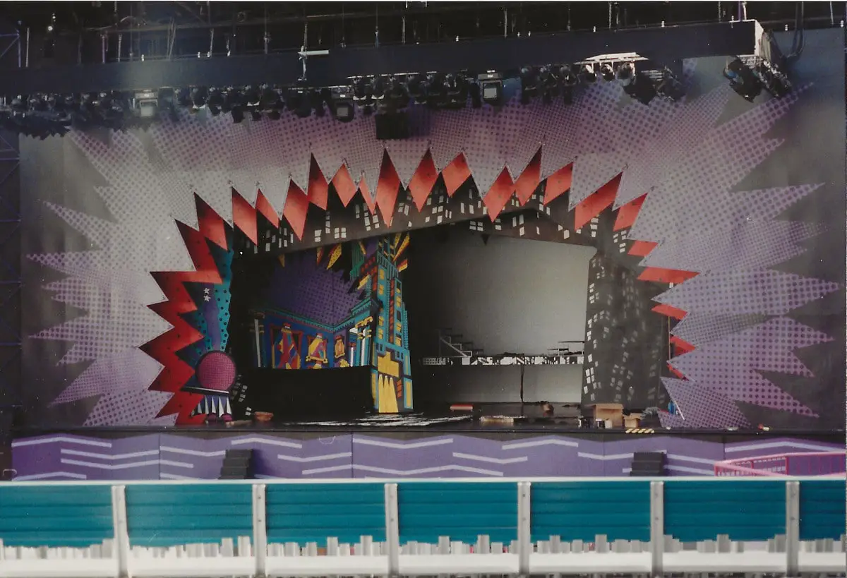 Work in progress on the Videopolis stage