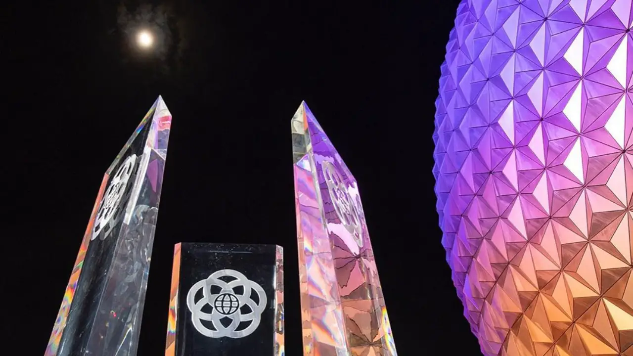 First Look at EPCOT Main Entrance Fountain Pylons Revealed!