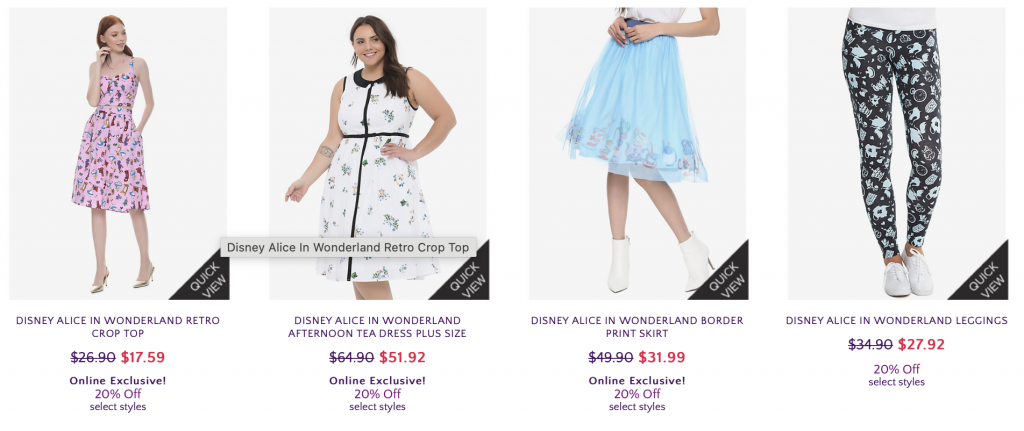 Her Universe Disney Alice in Wonderland Collection