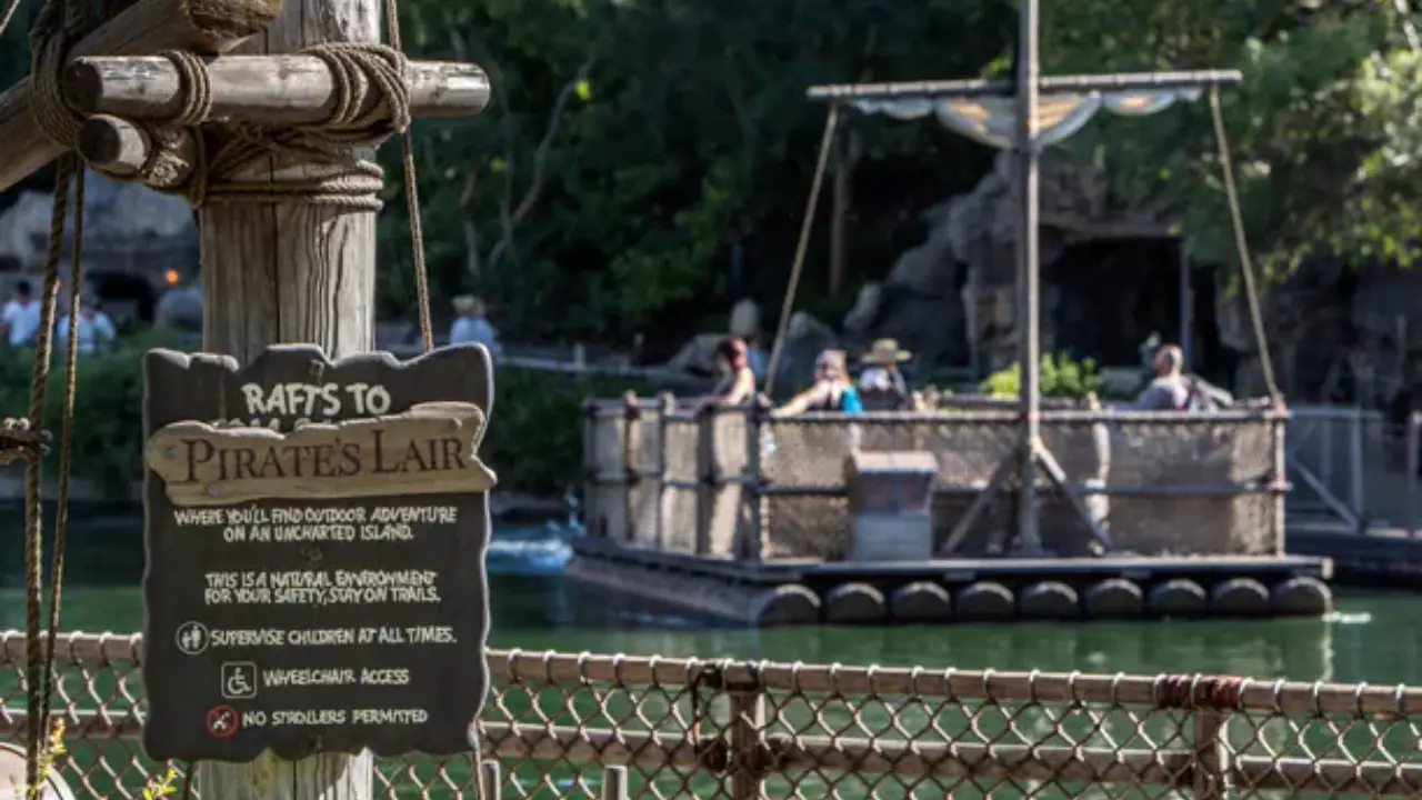 Rafts Take Guests on Rivers of America Trip Around Tom Sawyer Island at Disneyland
