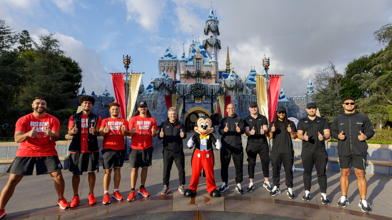 2022 Rose Bowl Teams Spend Day at Disneyland Ahead of the Big Game