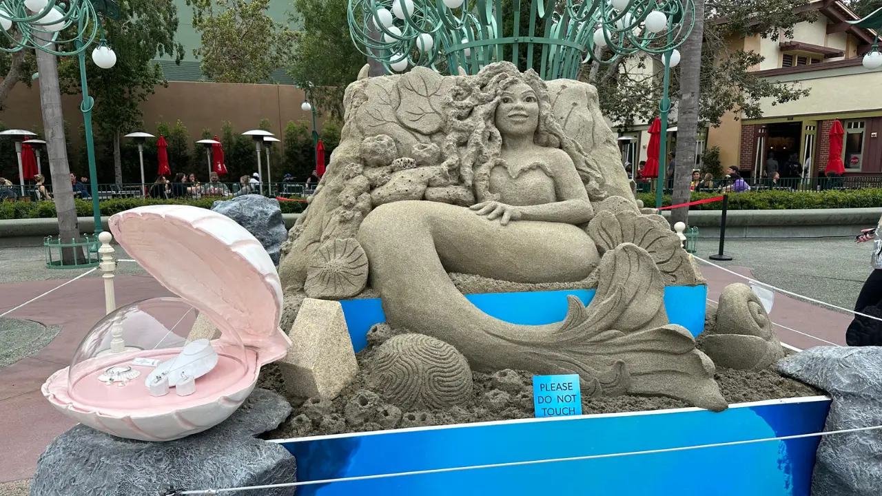 Sand Sculpture Erected in Downtown Disney Ahead of Arrival  “The Little Mermaid” in Theaters