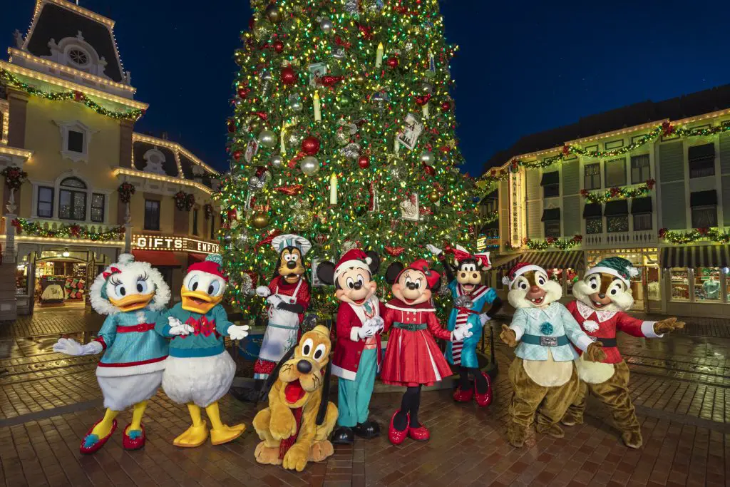 Mickey Mouse, Minnie Mouse and their pals debut new festive looks for the Holidays at Disneyland Park in Anaheim, Calif., Nov. 10, 2023-Jan. 7, 2024. The outfits are mid-century modern inspired, putting a spin on the classic red and green with the addition of pastel colors and playful prints. (Christian Thompson/Disneyland Resort)  