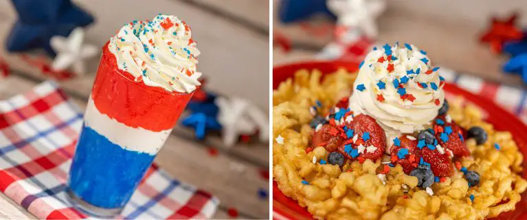 Red, White, and Blue Slushy and Red, White, and Blue Funnel Cake