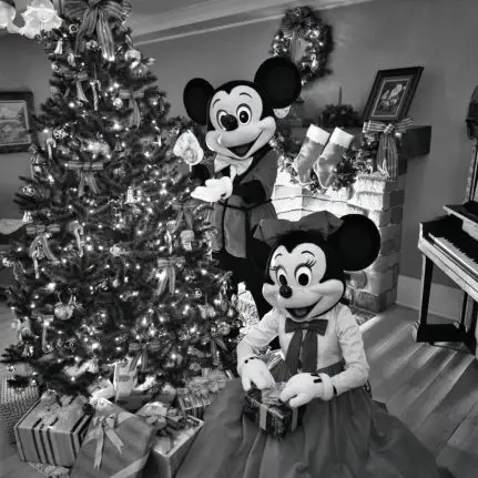 Mickey Mouse, Minnie Mouse by Christmas Tree - Rare, Old Disney Vintage Photos Ushering in Halfway to the Holidays