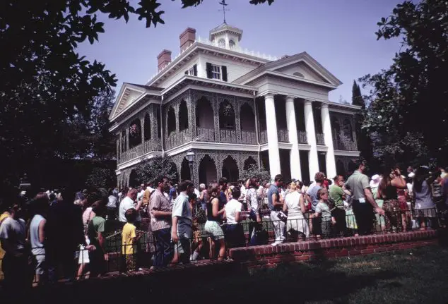 A historic picture of the Haunted Mansion at Disneyland Resort