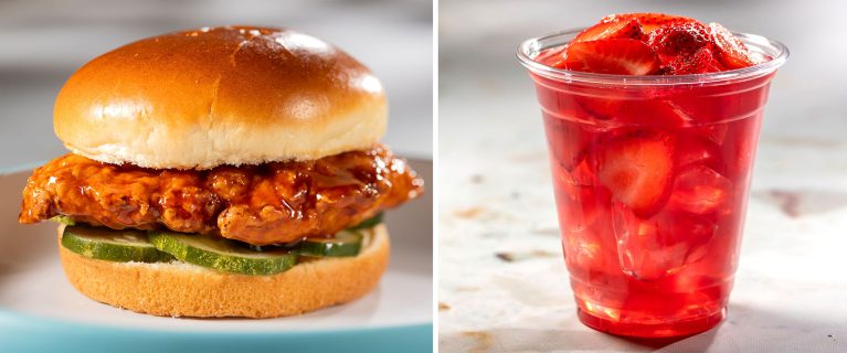 Korean BBQ Chicken Sandwich; Blackberry Caipiroska 