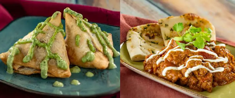 Potato and Pea Samosa; Chicken Tikka Masala  