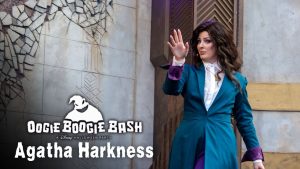 Agatha Harkness Appears at Oogie Boogie Bash in New Outfit Ahead of ‘Agatha All Along’ Debut on Disney+
