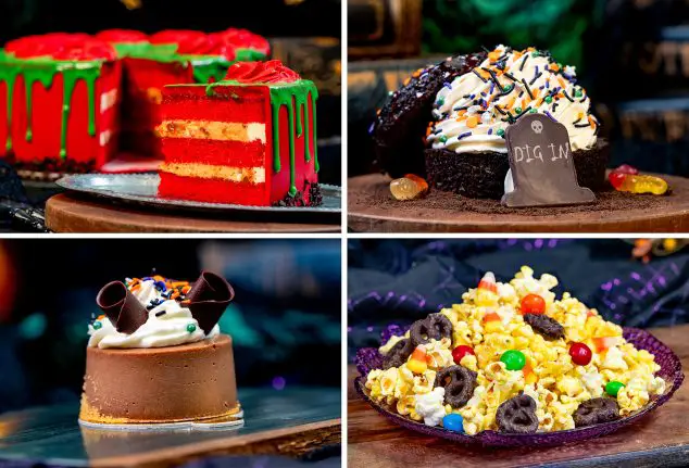 Poison Apple Cake; Chocolate Shortcake; Chocolate Silk Cheesecake; Halloween Candy Mix-in