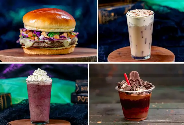 "Ghost" of Anaheim Burger; Pumpkin Pie Chai Tea; Açai Blueberry Smoothie; Darth by Chocolate