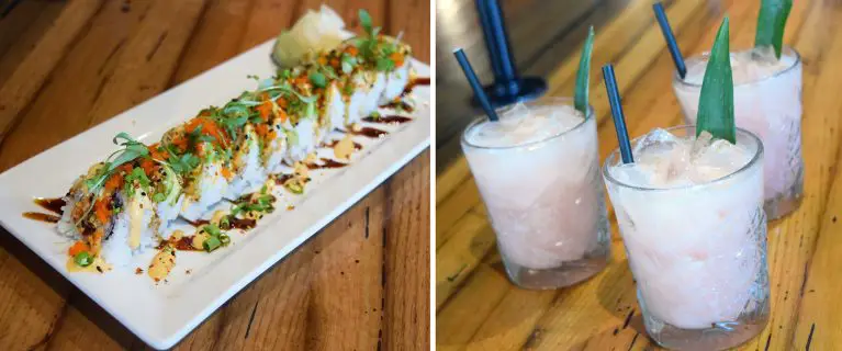 Fiesta Sushi Roll; Brazilian Batida Cocktail