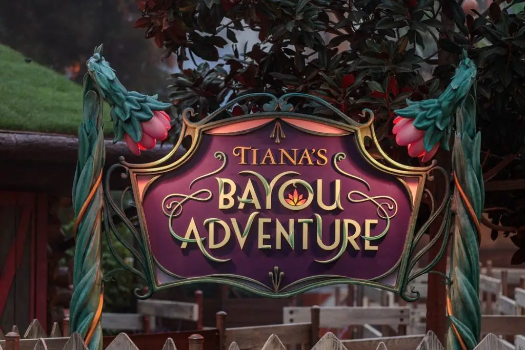 Tiana's Bayou Adventure Sign at Disneyland