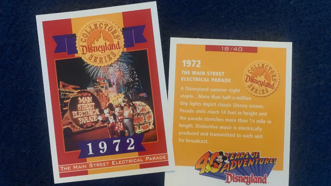 Main Street Electrical Parade 30 Years Ago at Disneyland Collectors Card