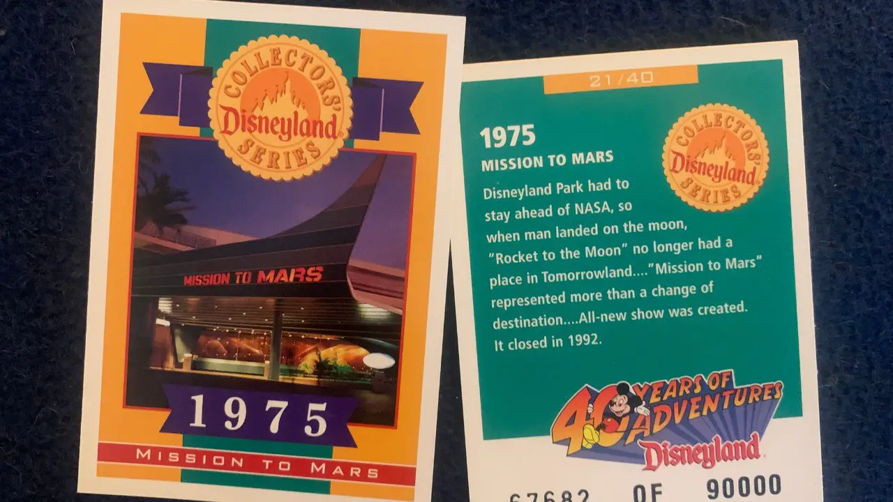 Mission to Mars Collectors Card - 30 Years Ago at Disneyland