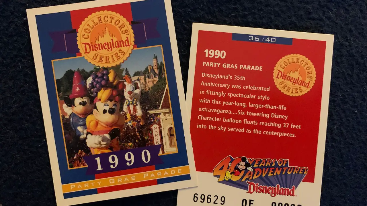 Party Gras Parade Collectors Card 40 Years of Adventure