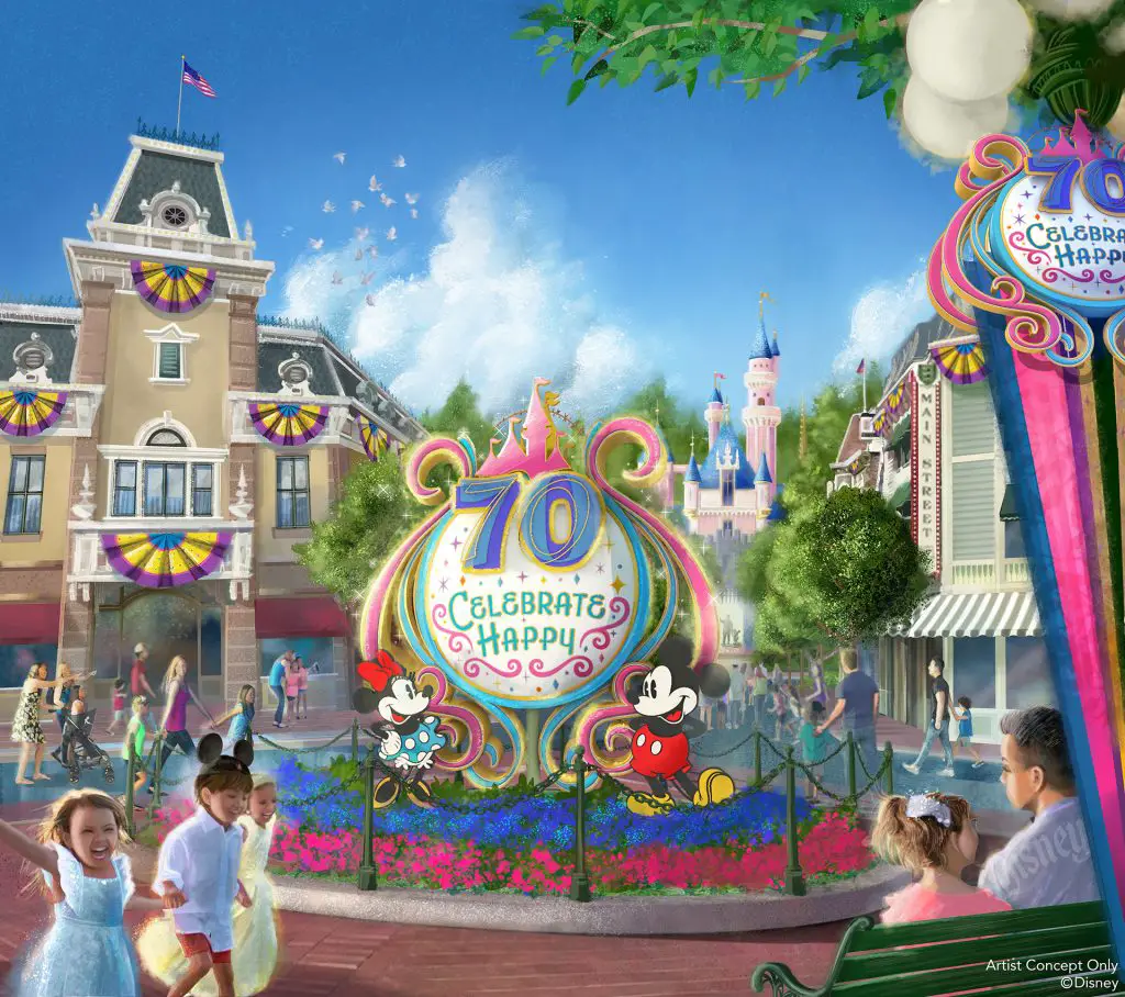 Town Square Mickey and Minnie Display Concept Art for Disneyland Resort 70th Celebration