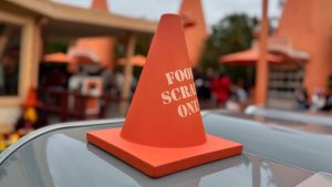 New Caution Cones Appear on Cars Land Garbage Cans