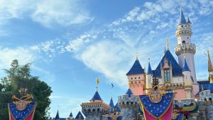 Trumpets Added to Sleeping Beauty Castle Banners for Disneyland Resort 70th Celebration