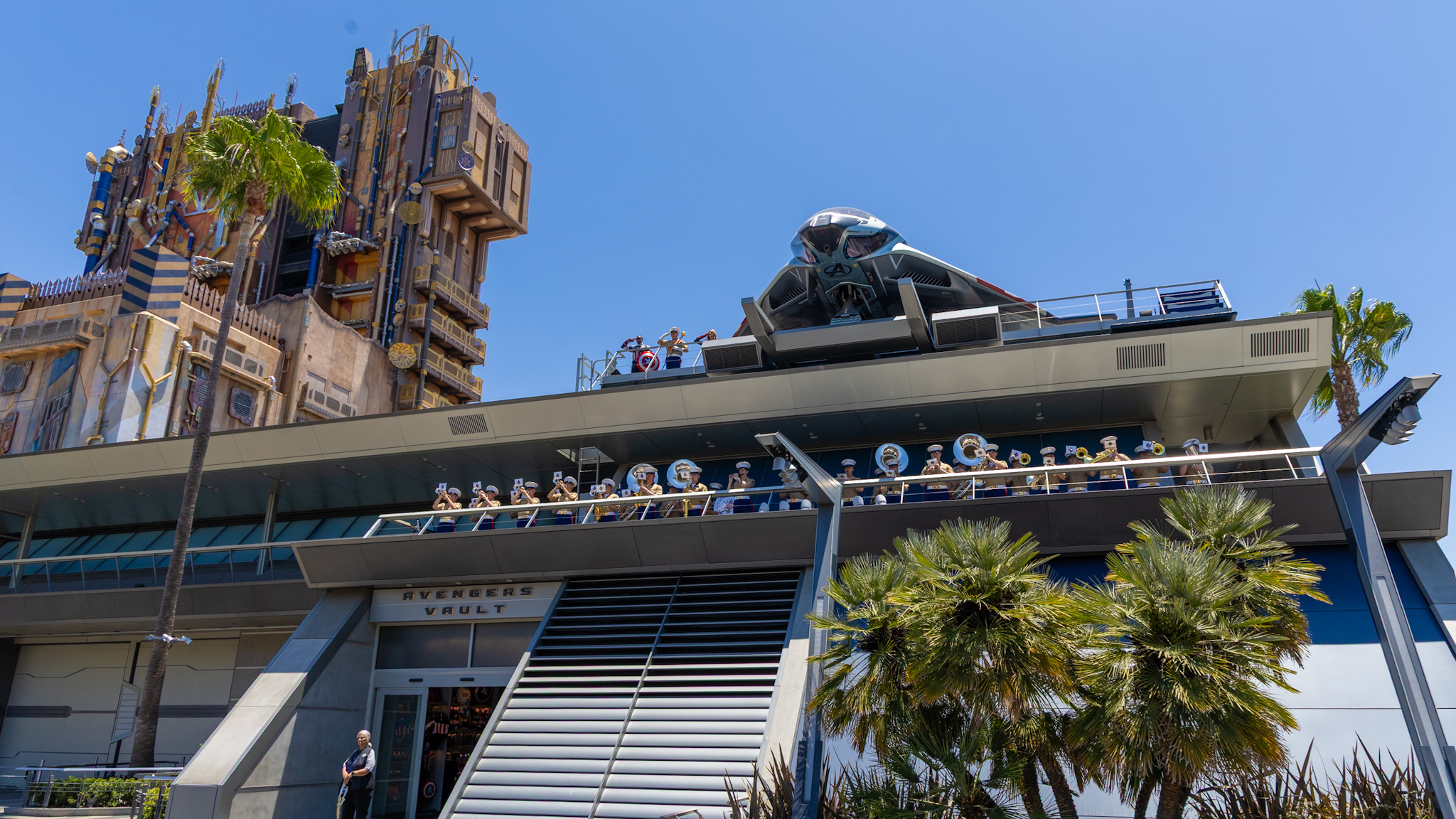 1st Marine Division Band Performs at Avengers Headquarters at Disneyland Resort for 4th of July