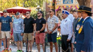 National Purple Heart Day Patriotic Flag Retreat at Disneyland