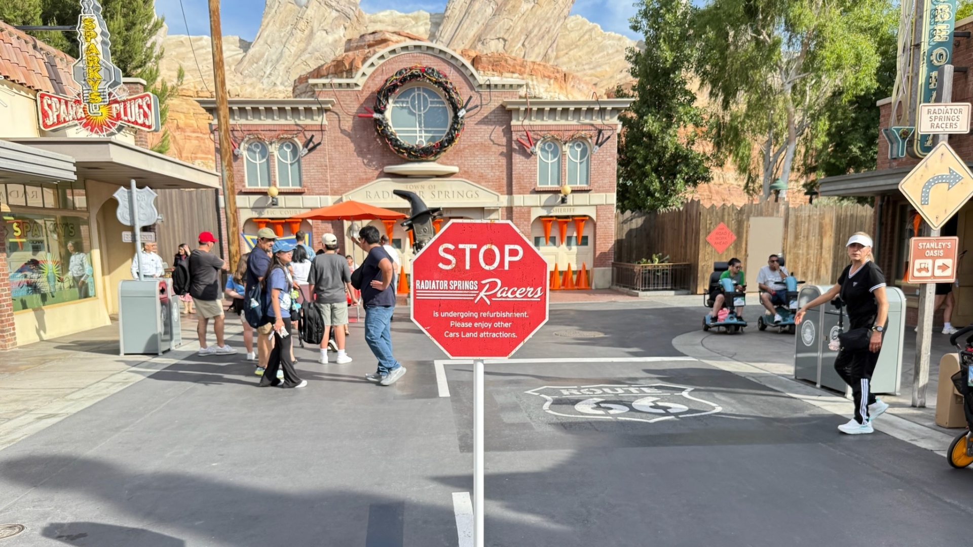 Walls and Scaffolding Go Up Around Radiator Springs Racers at Disney California Adventure