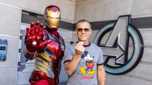 Josh Brolin and Iron Man at Avengers Campus