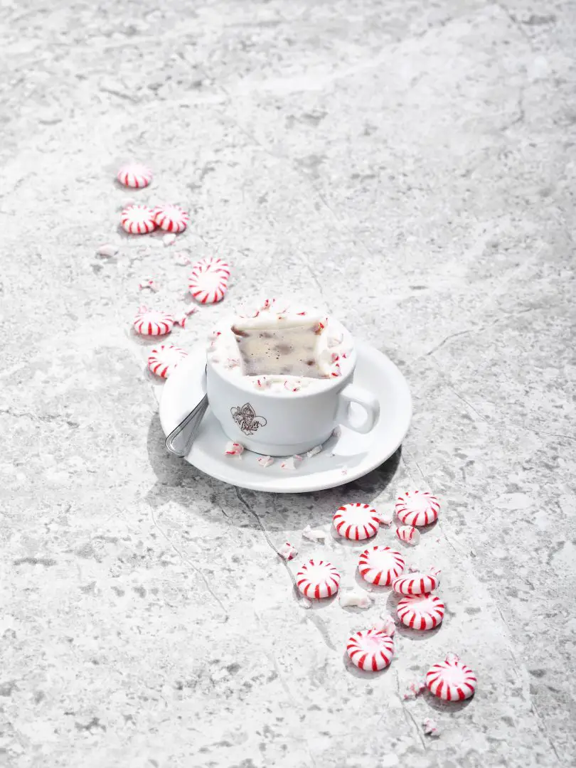 Peppermint Affogato: Vanilla gelato topped with crushed peppermint and a shot of espresso (New) 