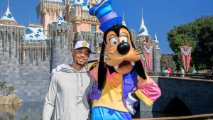 Mookie Betts at Disneyland with Goofy