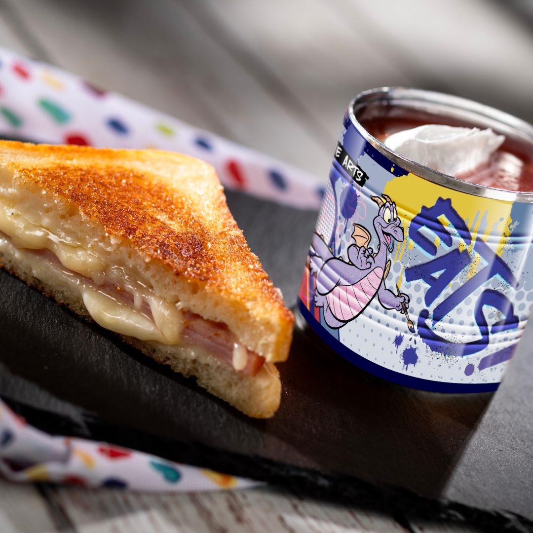 Croque Monsieur-inspired Grilled Cheese with Black Forest ham, Gruyère, and béchamel sauce served with tomato soup (New)