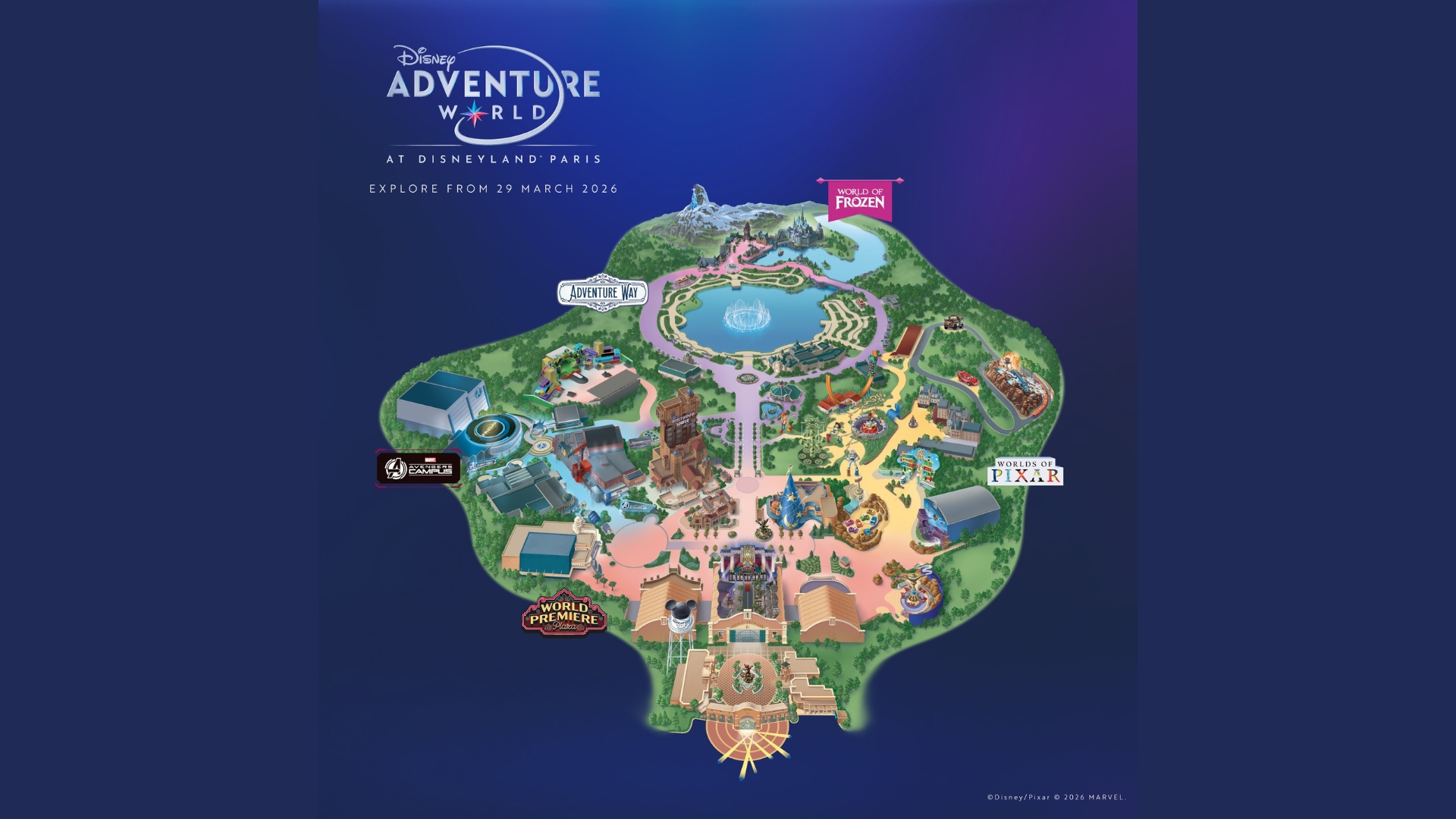 Disney Adventure World Map Shared by Disneyland Paris Ahead of Park’s Inauguration