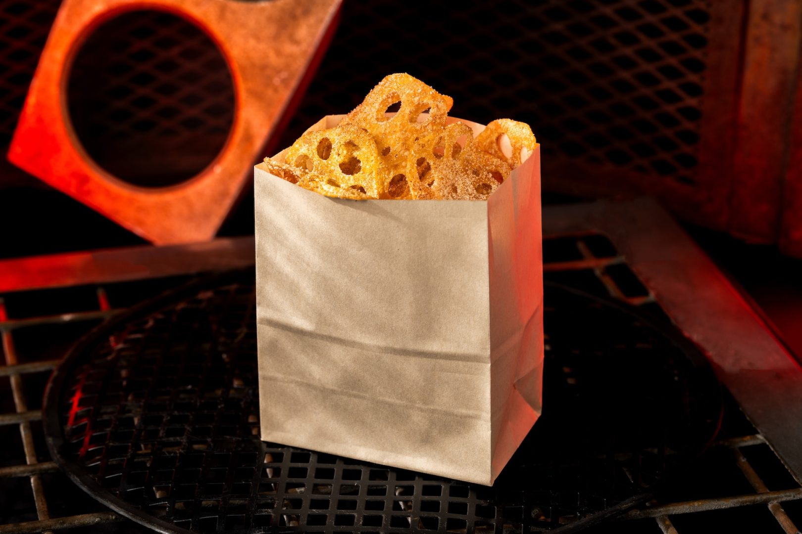 Keshian Spiced Chips: Lotus root chips tossed in cinnamon sugar