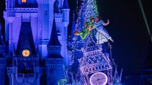 Peter Pan and Wendy Take Flight in Disney Starlight: Dream the Night Away Parade at Walt Disney World Resort