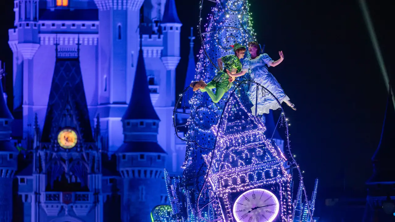 Peter Pan and Wendy Take Flight in Disney Starlight: Dream the Night Away Parade at Walt Disney World Resort