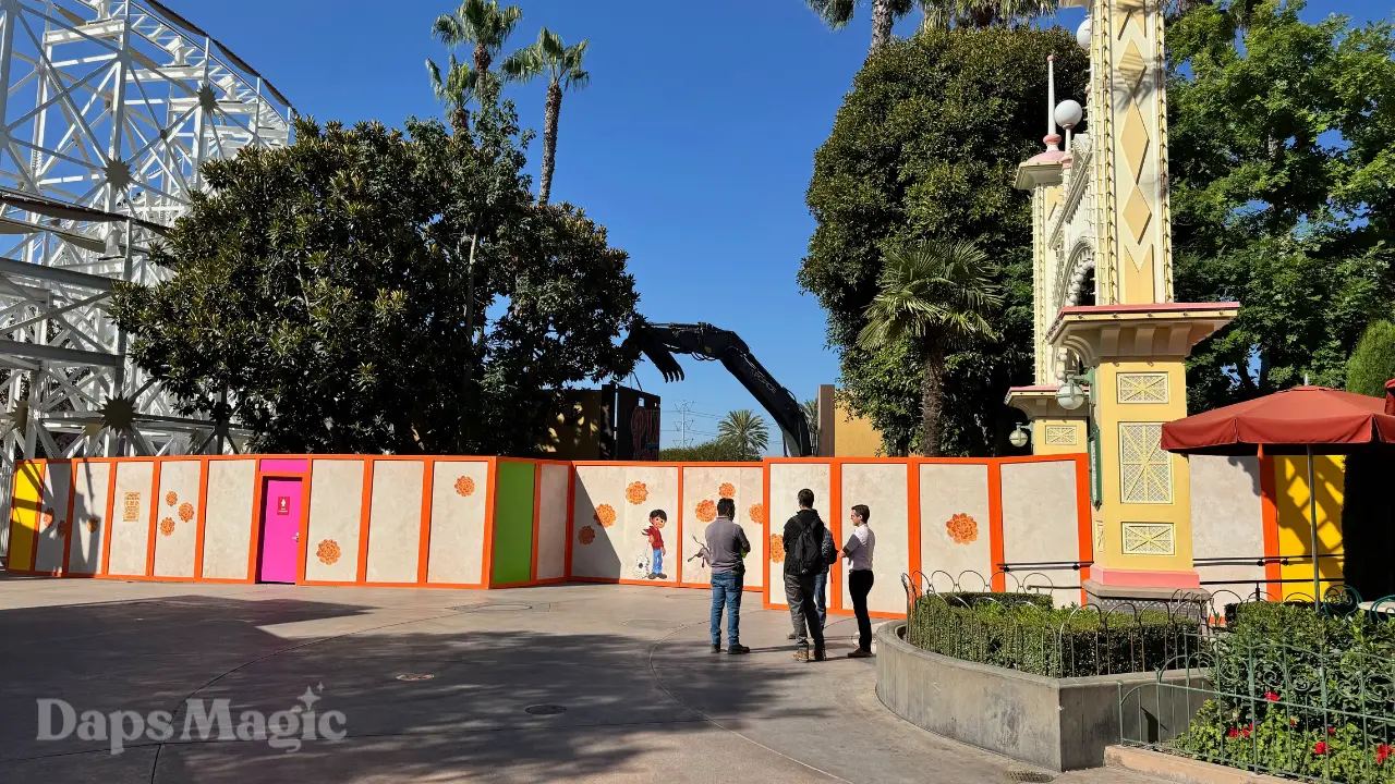 Walls Go Up Around Future Home of Coco Attraction at Disney California Adventure