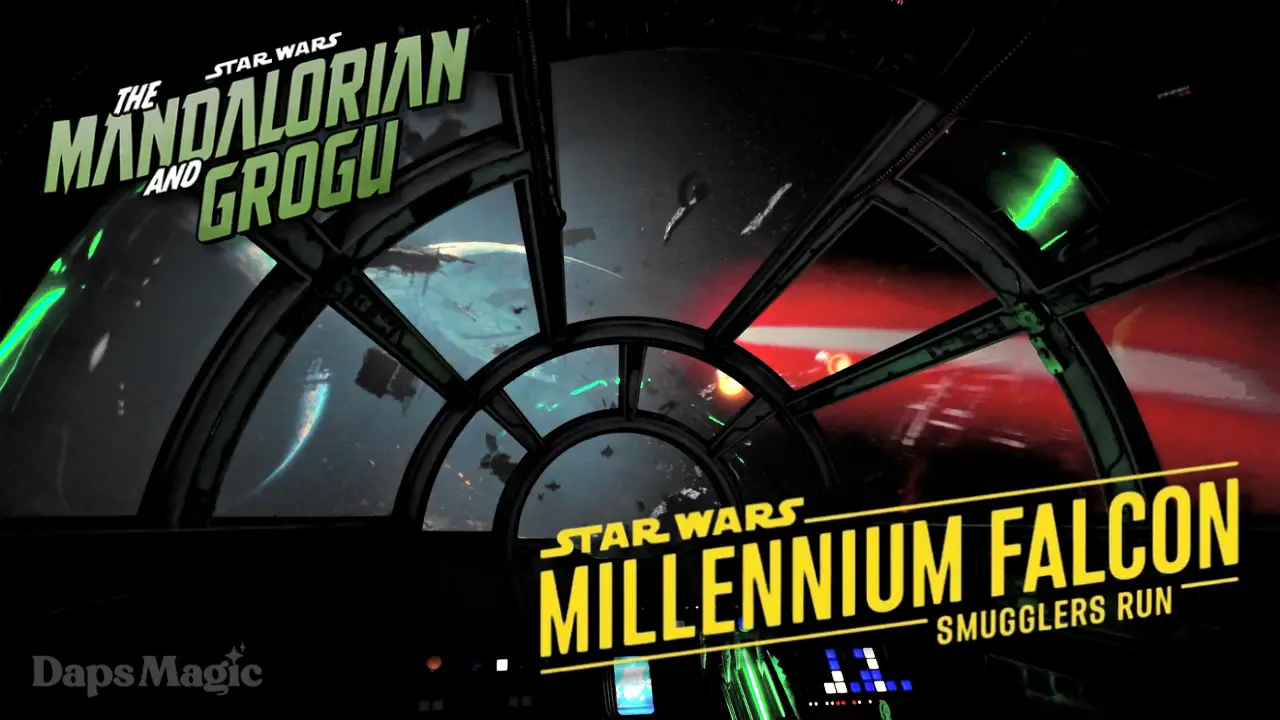 Check Out All The Versions of Millennium Falcon: Smugglers Run with Mandalorian and Grogo at Disneyland!