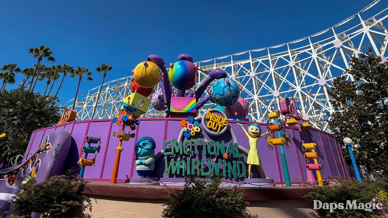 Inside Out Emotional Whirlwind Currently Cycling at Disney California Adventure