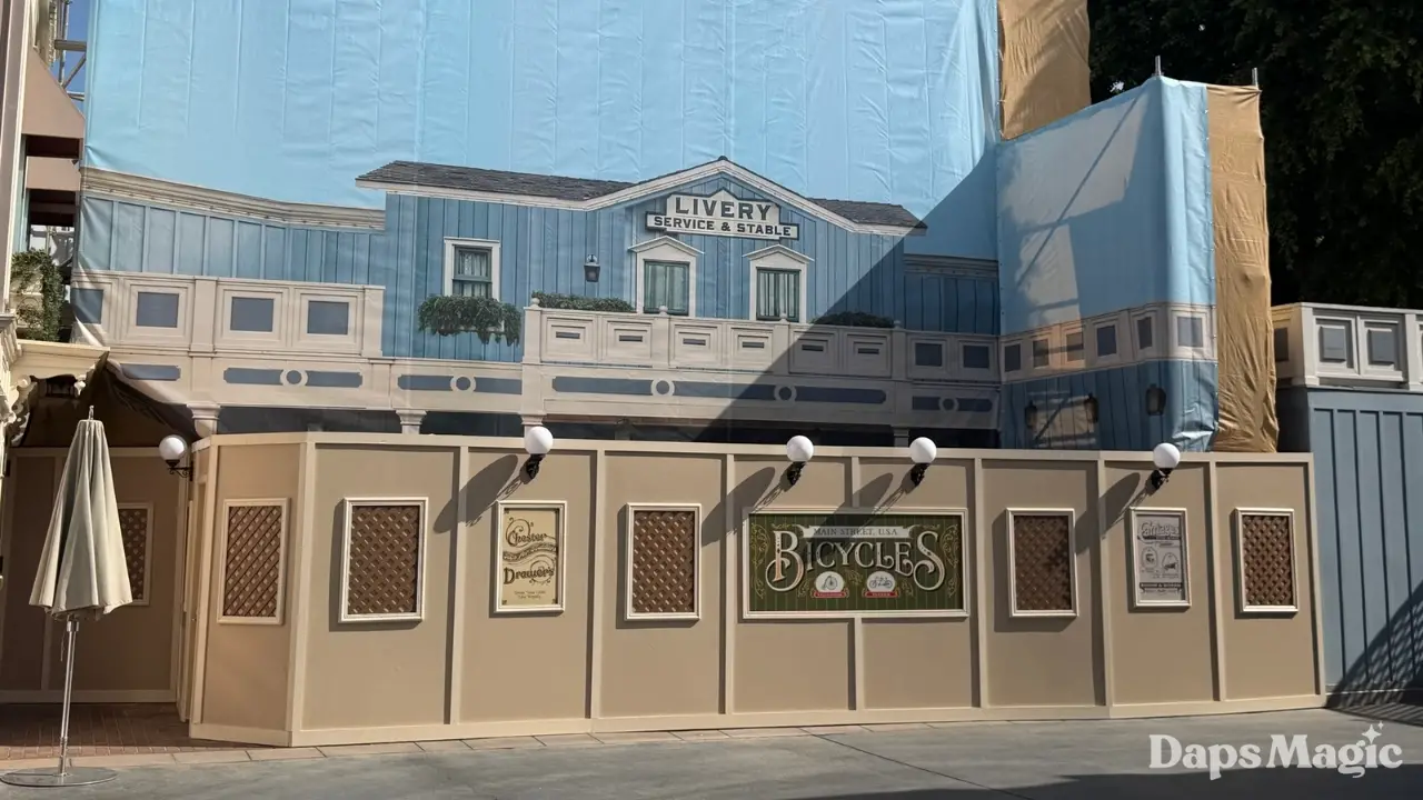 Walls Go Up Around Disney Showcase Character Location and Walkway on Main Street, USA at Disneyland